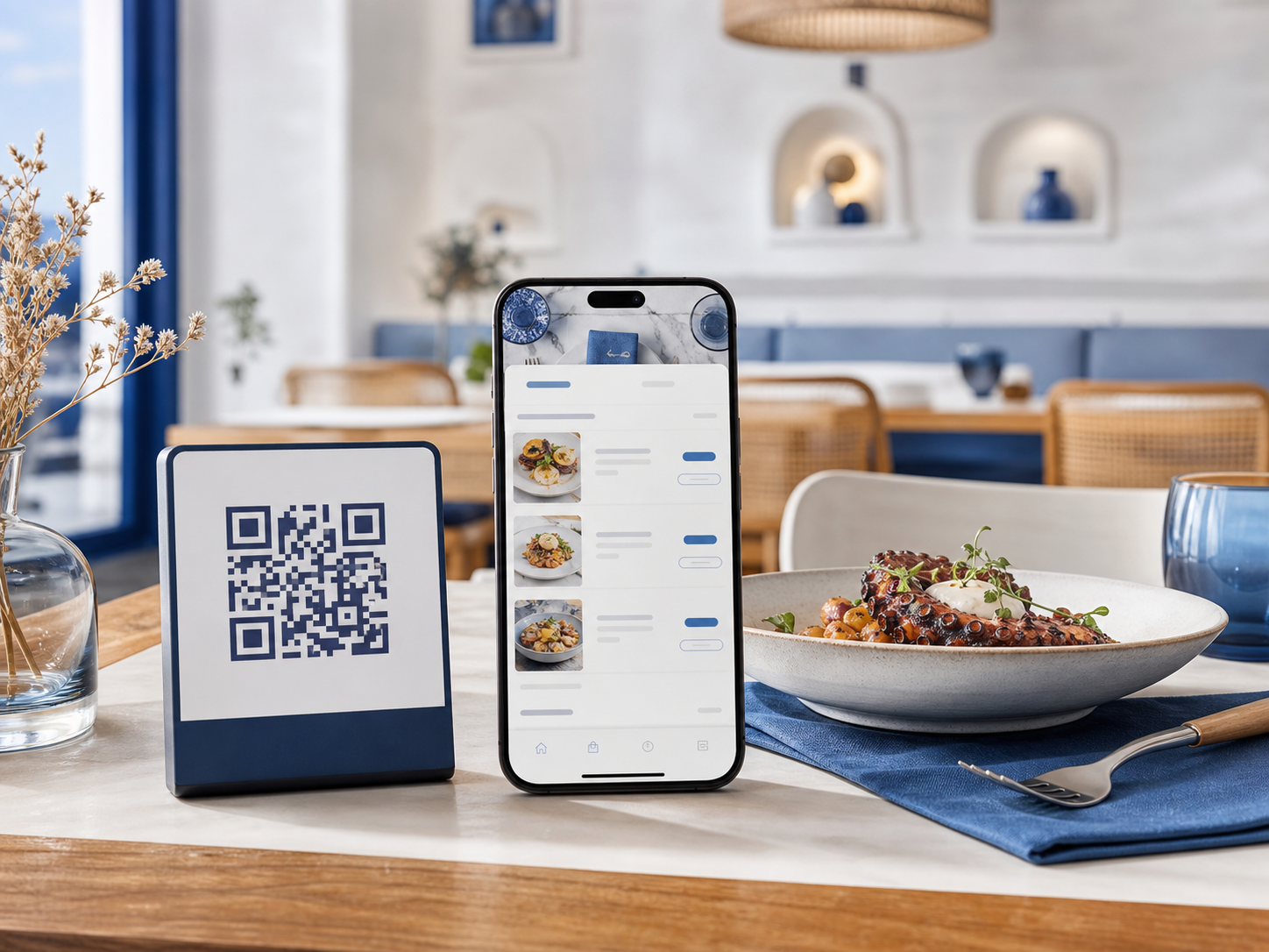 Digital table ordering in a modern restaurant